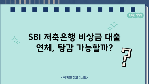 SBI 저축은행 비상금 대출 연체 시 이자 및 원금 탕감 가능할까요? | 연체 대출, 탕감 제도, 상환 방법, 대출 상담