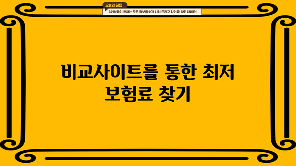 비교사이트를 통한 최저 보험료 찾기