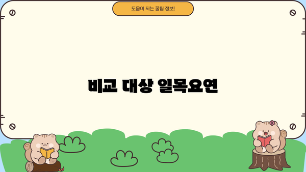 비교 대상 일목요연