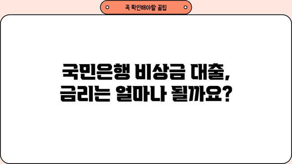 국민은행 비상금 대출 상환 조건, 금리, 후기 한눈에 보기 | 비상금, 대출, 상환, 금리, 후기