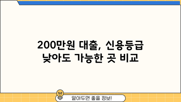 200만원 대출 알아보다 찾은 곳 | 저금리, 빠른 승인, 신용등급별 추천 비교