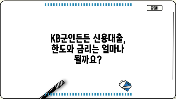 국민은행 KB군인든든 신용대출| 직업군인 맞춤 대출 조건, 한도, 최저금리 완벽 가이드 | 군인대출, 신용대출, 금리 비교
