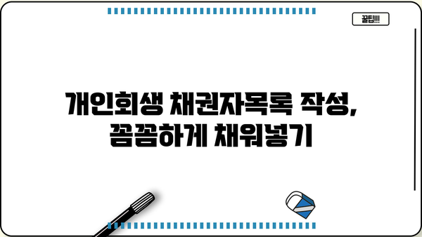 개인회생 채권자목록 작성 완벽 가이드 | 채무자, 법원 제출, 절차, 유의사항