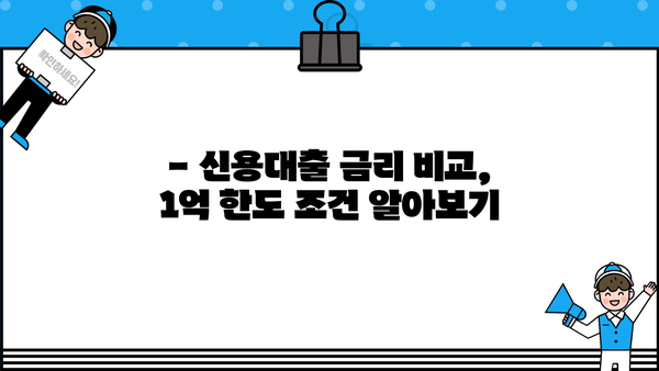 국민은행 신용대출 1억 한도 금리 비교| 최저 금리 찾는 꿀팁 | 신용대출, 금리 비교, 한도 계산, 대출 조건