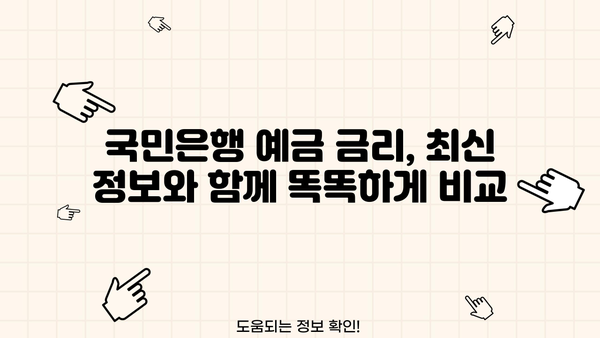 국민은행 예금 금리 이자, 꼼꼼히 비교 분석하고 최고의 선택하세요! | 예금 금리 비교, 이자 계산, 금융 상품 추천