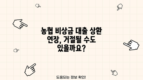 농협 비상금 대출 상환 연장/거절/중단, 궁금한 모든 것! | 농협, 비상금 대출, 상환 연장, 거절, 중단, 정보