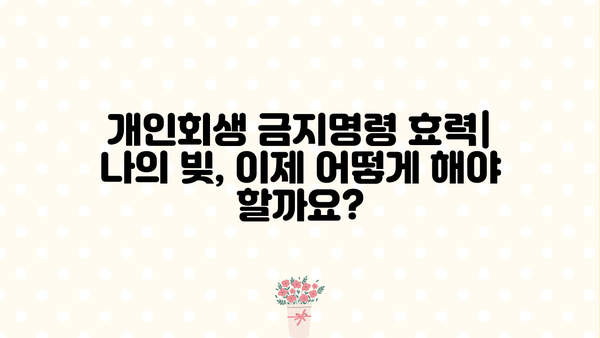 개인회생 금지명령 효력| 나의 빚, 이제 어떻게 해야 할까요? | 개인회생, 파산, 면책, 채무, 법률 정보