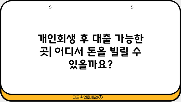 신용회복위원회 개인회생 후 대출 가능한 곳 | 개인회생 대출 조건, 금리, 승인율 비교