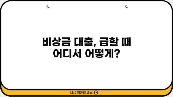 비상금 대출, 급할 때 어디서 어떻게? | 비상금 대출, 신용대출, 소액대출, 빠른 대출, 저금리 대출