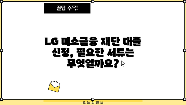 LG 미소금융 재단 대출 상품 종류와 신청 방법 총정리 | 저금리 대출, 서민 금융 지원, 신청 자격, 필요 서류