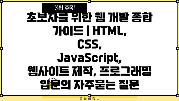 초보자를 위한 웹 개발 종합 가이드 | HTML, CSS, JavaScript, 웹사이트 제작, 프로그래밍 입문