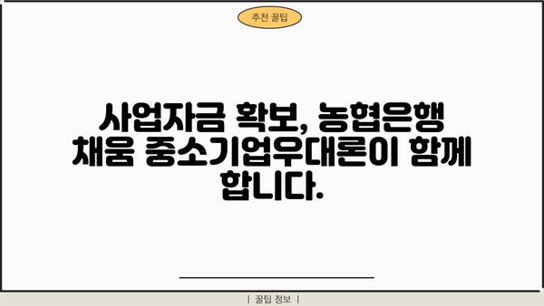 농협은행 채움 중소기업우대론| 중소기업 특별 자금, 한도 & 금리 상세 안내 | 사업자금, 대출, 금융 정보