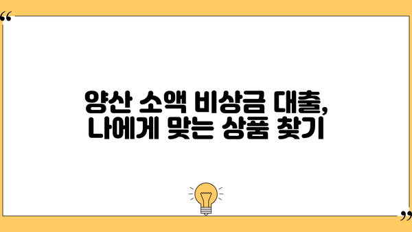 양산 비상금 대출 소액 한도, 얼마까지 가능할까요? | 양산, 소액대출, 비상금, 한도