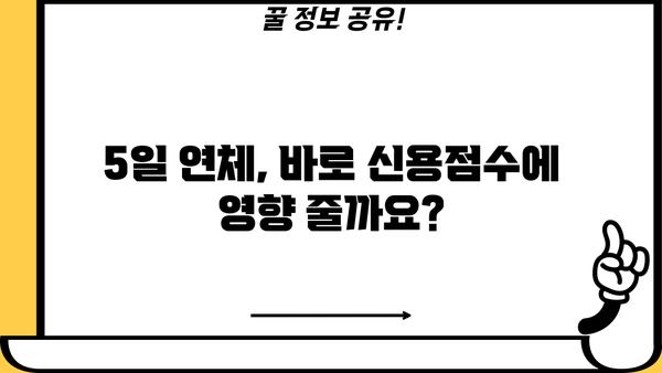 대출 연체 5일, 뭐가 달라질까요? | 연체 기준, 이자율, 신용점수 변화, 해결 방안