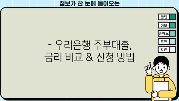 우리은행 주부대출 & 비상금 상품| 맞춤형 금융 솔루션 찾기 | 주부대출, 비상금대출, 금리 비교, 신청 방법