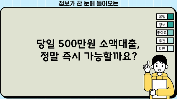 즉시 입금! 당일 500만원 소액대출, 무직자도 가능할까요? | 당일대출, 소액대출, 무직자대출, 신용대출, 비상금