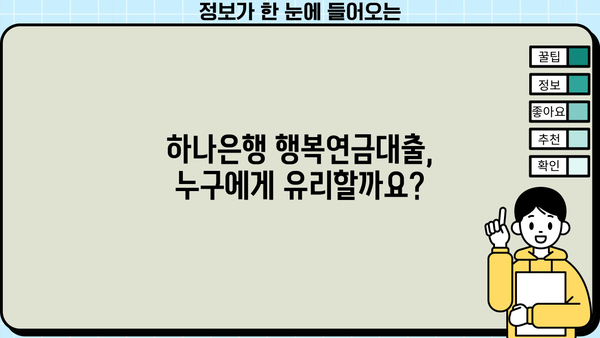 하나은행 행복연금대출 완벽 가이드| 혜택, 조건, 금리, 한도까지 한눈에! | 연금, 대출, 금융 정보