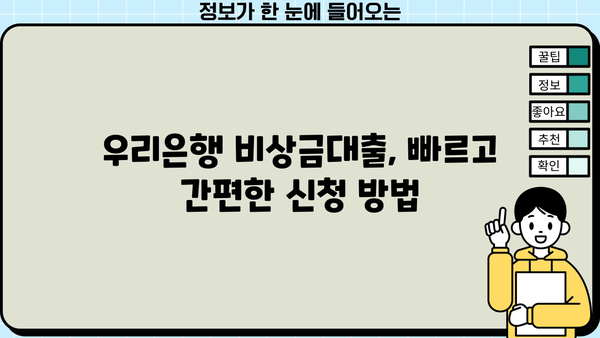 우리은행 비상금대출, 신용 이력 고려한 금리, 한도, 조건 완벽 분석 | 비상금, 대출, 금융 정보