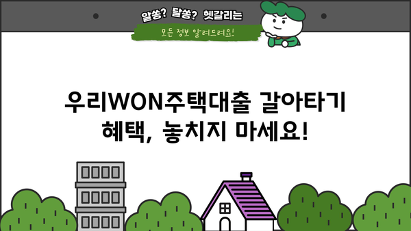 우리WON주택대출 갈아타기| 조건, 금리 비교, 혜택까지 한번에! | 우리은행, 주택담보대출, 대출 갈아타기, 금리 비교