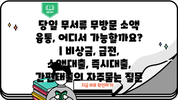 당일 무서류 무방문 소액 융통, 어디서 가능할까요? | 비상금, 급전, 소액대출, 즉시대출, 간편대출