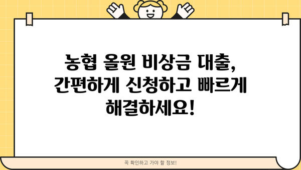 농협 올원 비상금 대출, 신청부터 후기까지 한번에! | 비상금, 대출, 농협, 올원, 신청 방법, 후기, 금리, 한도