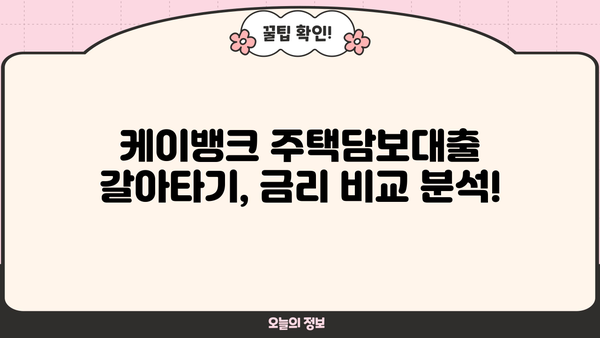 케이뱅크 주택담보대출 갈아타기, 중도상환수수료 & 금리 비교 분석 | 주택담보대출, 갈아타기, 중도상환, 금리 비교