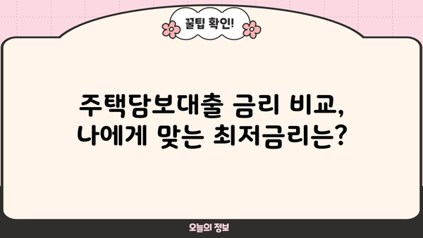 국민은행 주택담보대출 금리 비교| 신한, 우리, 하나, 기업은? | 주택담보대출 비교, 금리 분석, 최저금리 찾기