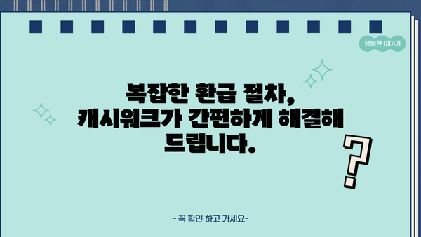 종합소득세 환급, 캐시워크로 더 빨리 받자! | 환급 시스템, 캐시워크 연동, 간편 환급