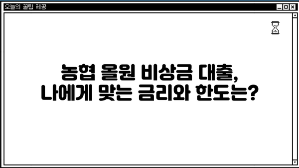 농협 올원 비상금 대출, 신청부터 후기까지 한번에! | 비상금, 대출, 농협, 올원, 신청 방법, 후기, 금리, 한도