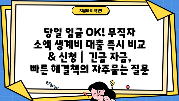 당일 입금 OK! 무직자 소액 생계비 대출 즉시 비교 & 신청 |  긴급 자금, 빠른 해결책