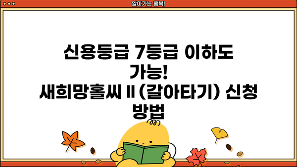 우리은행 새희망홀씨Ⅱ(갈아타기) 완벽 가이드| 자격, 한도, 금리, 신용등급, 서류, 방법 총정리 | 대환대출, 저신용자 대출, 신용대출