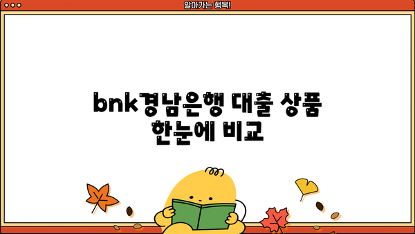 bnk경남은행 대출 상품 비교분석| 나에게 맞는 대출 찾기 | bnk경남은행, 대출 상품, 금리 비교, 신용대출, 주택담보대출