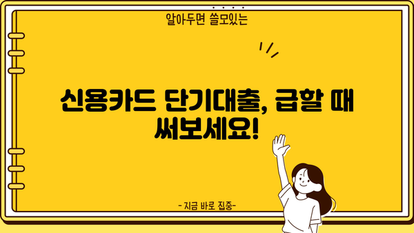신용카드 단기대출, 유능하게 활용하는 꿀팁 | 신용카드, 단기대출, 금리 비교, 상환 전략