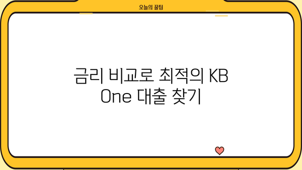 KB One 대출 상품 비교 분석| 나에게 맞는 최적의 조건 찾기 | 금리 비교, 한도, 부담 없는 대출