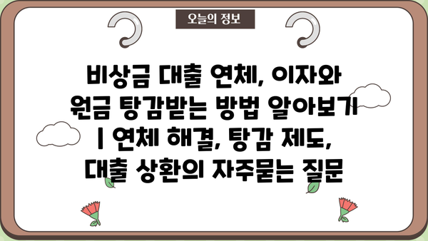 비상금 대출 연체, 이자와 원금 탕감받는 방법 알아보기 | 연체 해결, 탕감 제도, 대출 상환