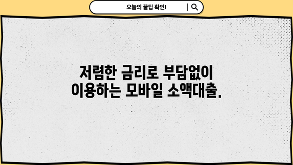 모바일 소액대출 신청, 간편하게 완료하세요! |  빠른 승인, 저렴한 금리,  단계별 가이드