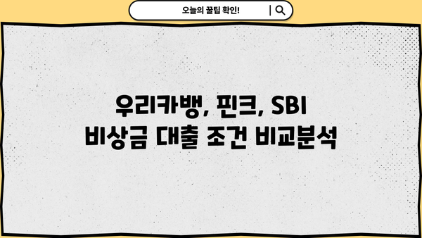 무직자 비상금 대출, 어디서 받아야 할까? | 우리카뱅, 핀크, SBI 조건 비교 및 추천