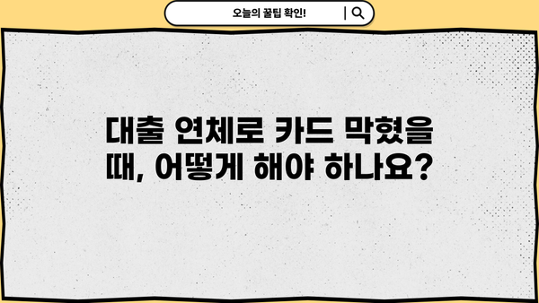 대출 연체로 인한 카드 정지, 이럴 땐 어떻게 해야 할까요? | 카드 연체, 대출 연체, 해결 방안, 카드 정지 해제