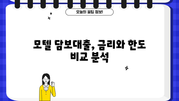 모텔 담보대출 금리와 한도 비교 분석 | 최저 금리 찾는 방법, 조건 및 주의사항