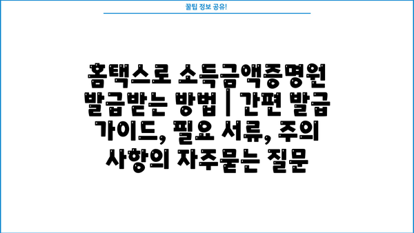홈택스로 소득금액증명원 발급받는 방법 | 간편 발급 가이드, 필요 서류, 주의 사항