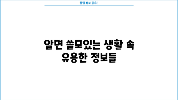 알아두면 쏠쏠한 꿀팁 | 일상생활 속 유용한 정보 모음